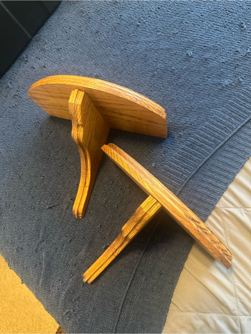 Pair of Wooden Shelf Brackets - Natural Wood